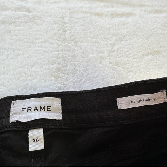 Frame Le High Skinny Black Raw Hem in Film Noir Size 28 - Picture 6 of 10
